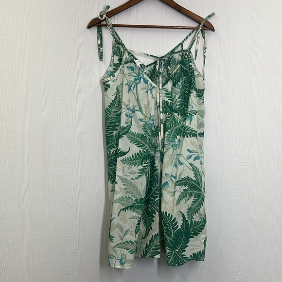 H&M - NWT Palm Leaves Floral White Spaghetti Strap Tie Back Dress Size XS - Picture 9 of 10
